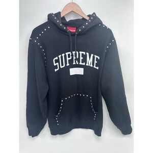 Supreme Studded Hooded Sweatshirt FW18 - Black Size Medium